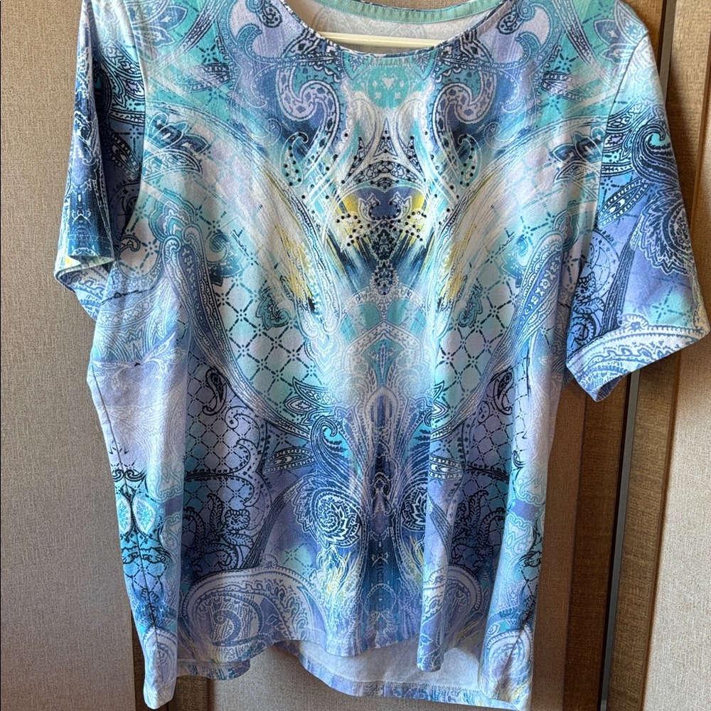 Allison Daley Elegant Blue Paisley Women's Top large